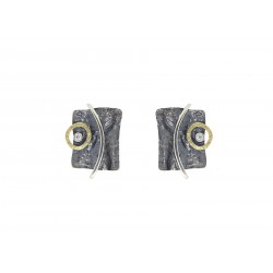 Pendientes plata negra, oro de 18 K y brillante